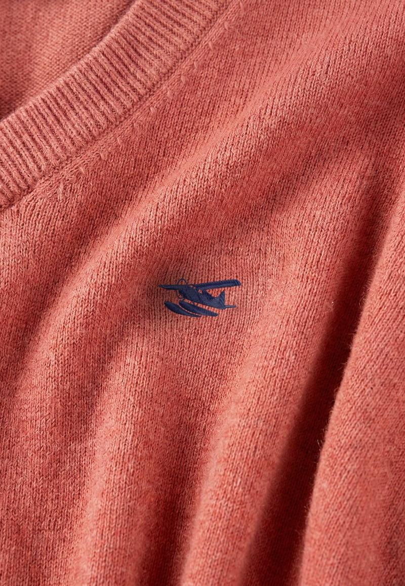 SWEATER ATLANTA V-NECK MELANGE CORAL MELANG - 4