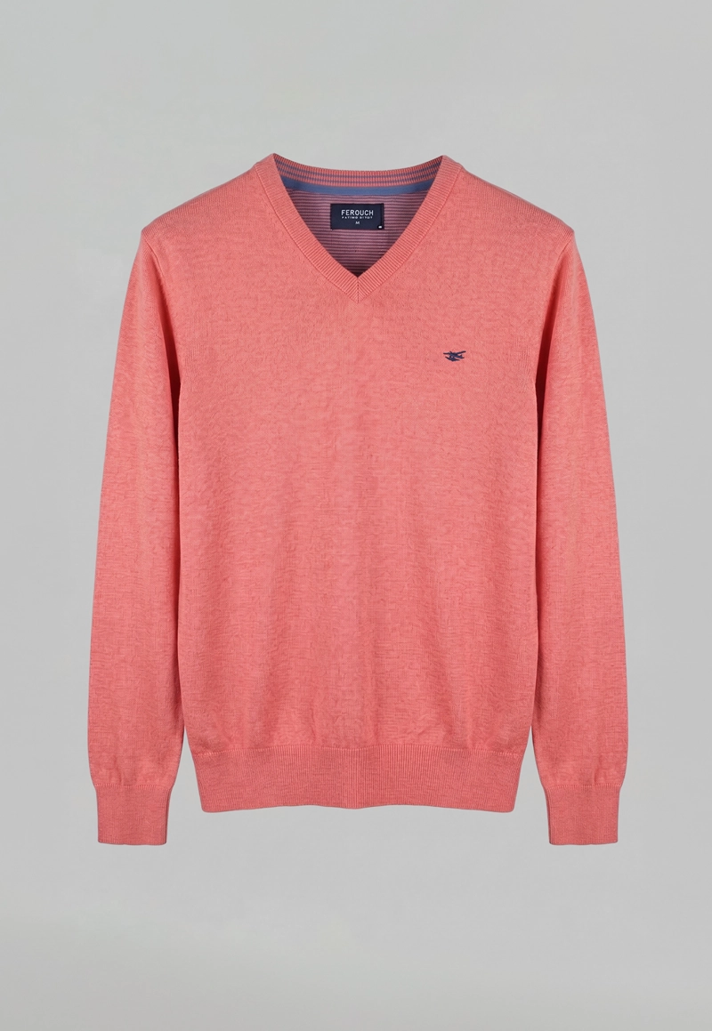 SWEATER ATLANTA V-NECK MELANGE CORAL MELANG - 5