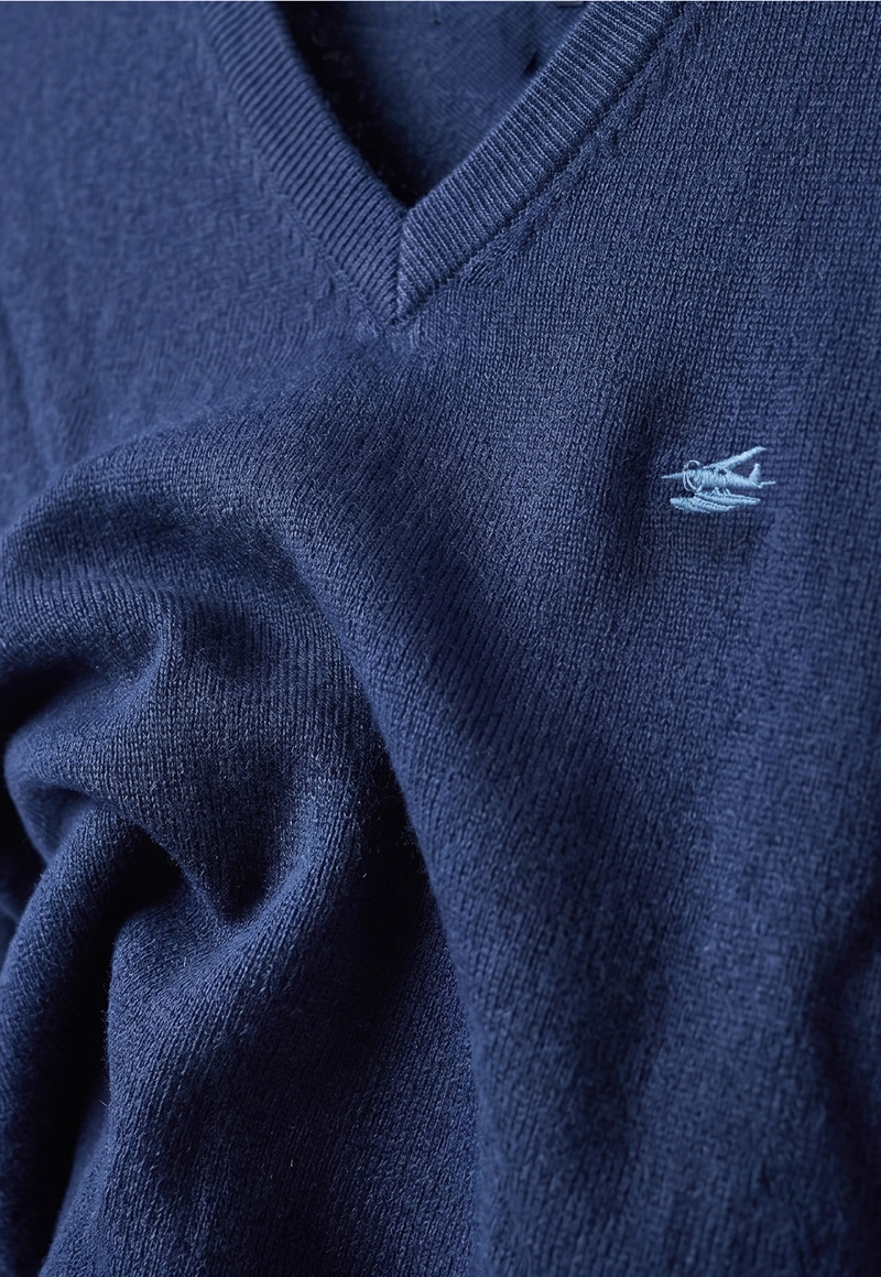 SWEATER ARIZONA V-NECK SOLIDO NAVY - 4