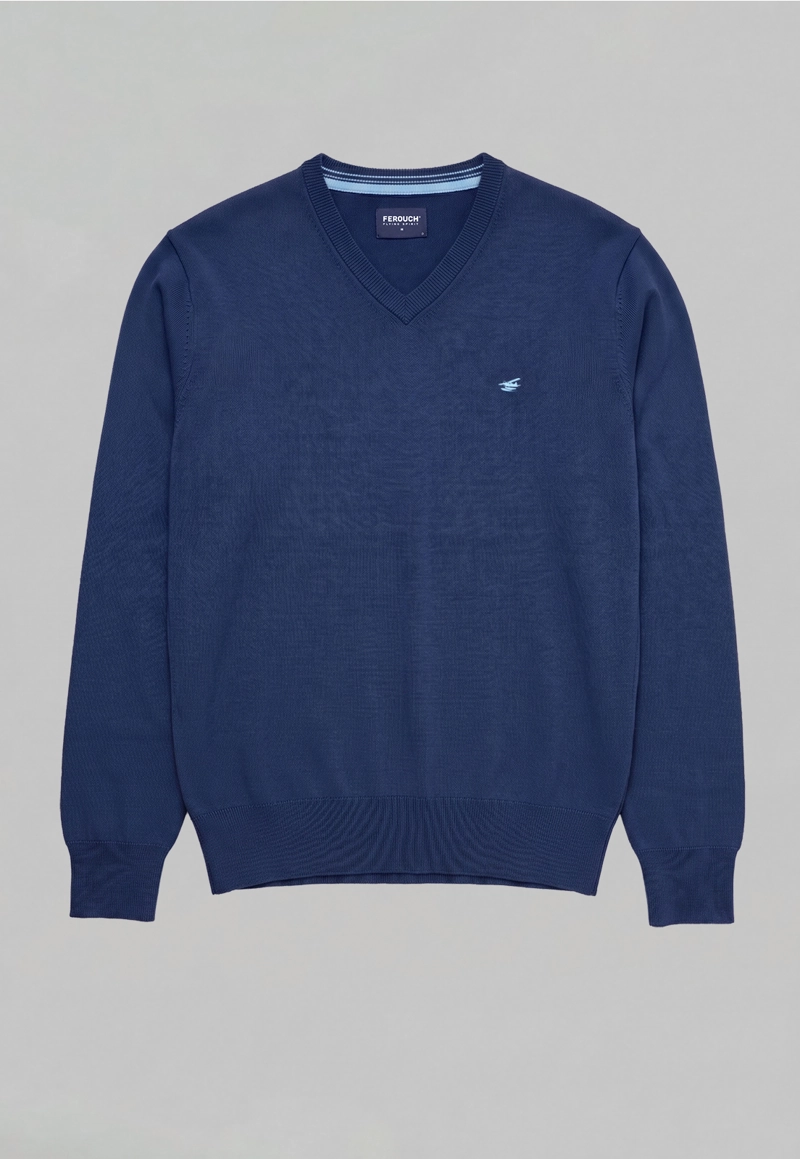 SWEATER ARIZONA V-NECK SOLIDO NAVY - 5