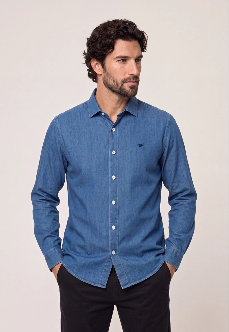 CAMISA BOSTON SLIM BLUE - 1