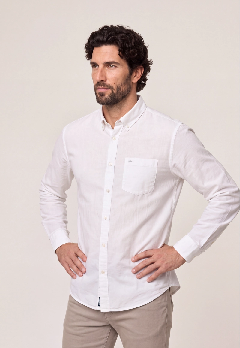 CAMISA SPORT LINO MELANGE WHITE - 1