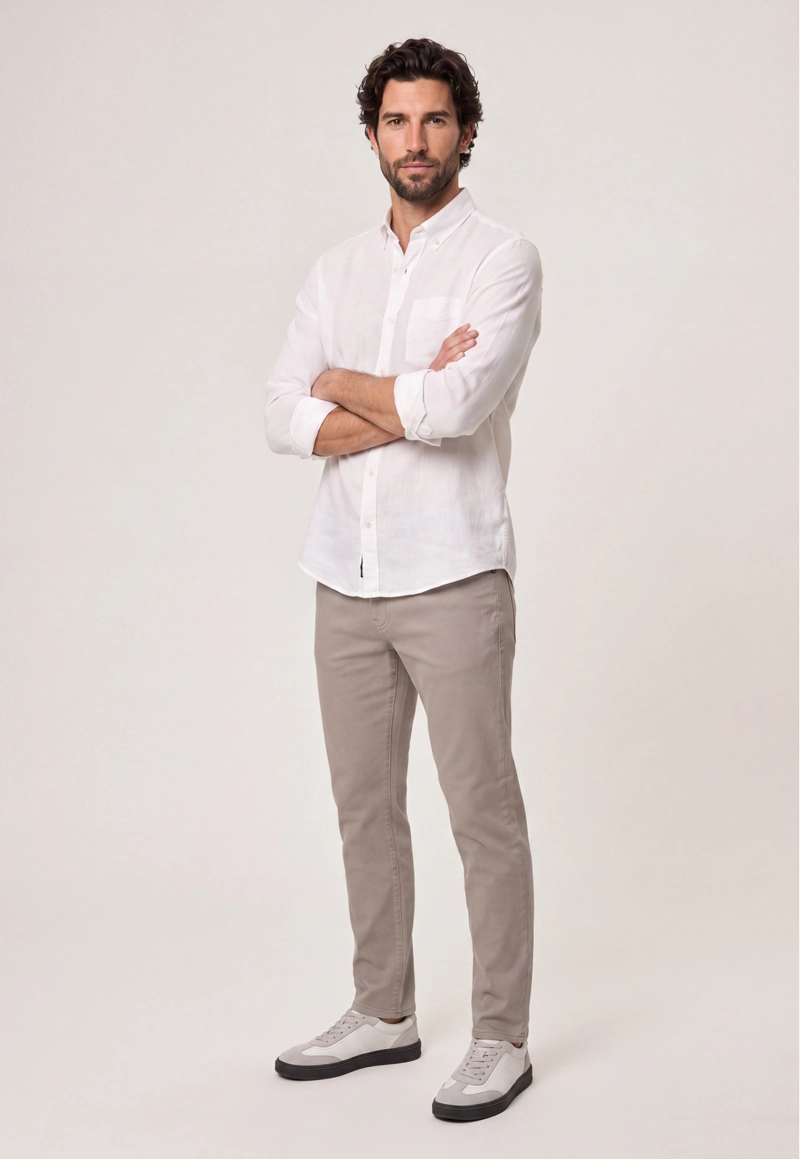 CAMISA SPORT LINO MELANGE WHITE - 2