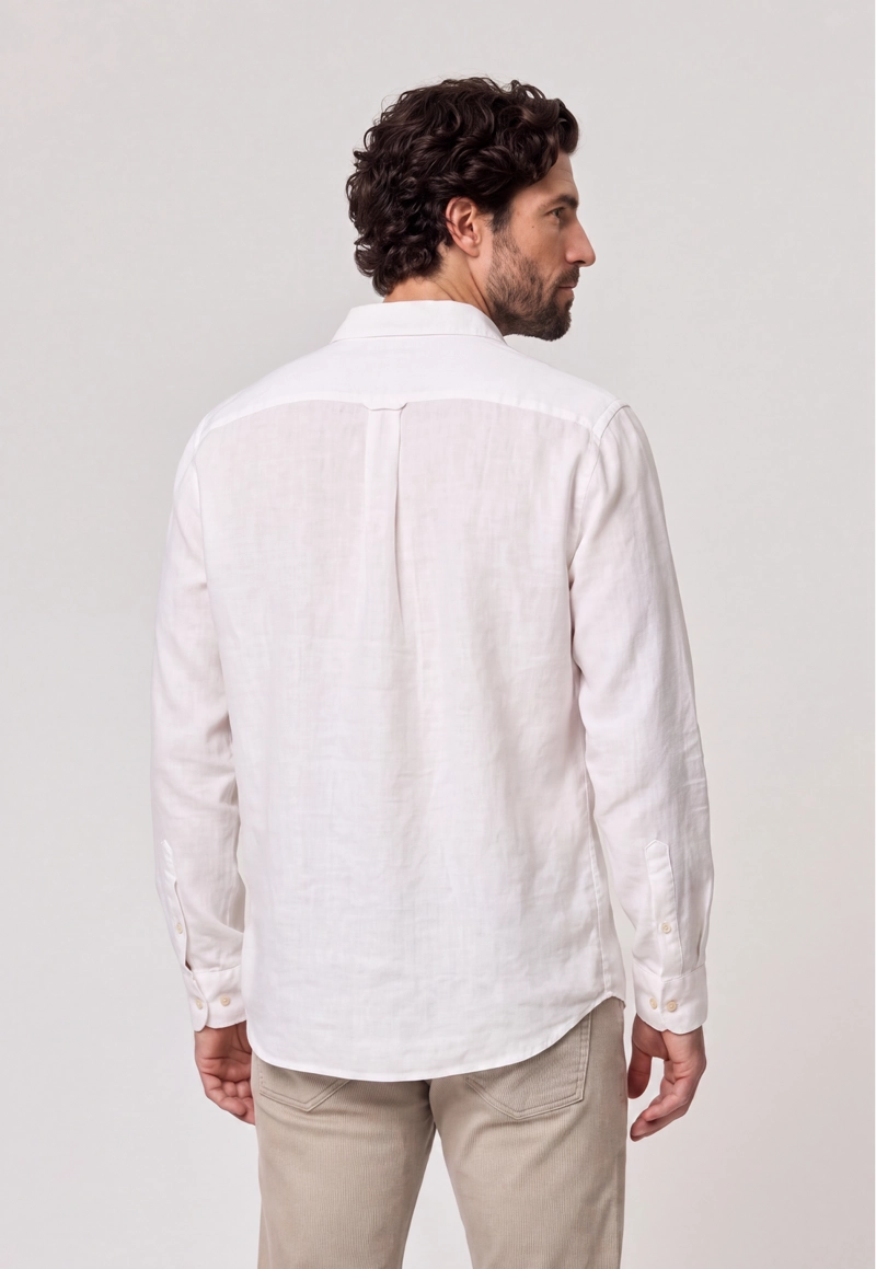 CAMISA SPORT LINO MELANGE WHITE - 3