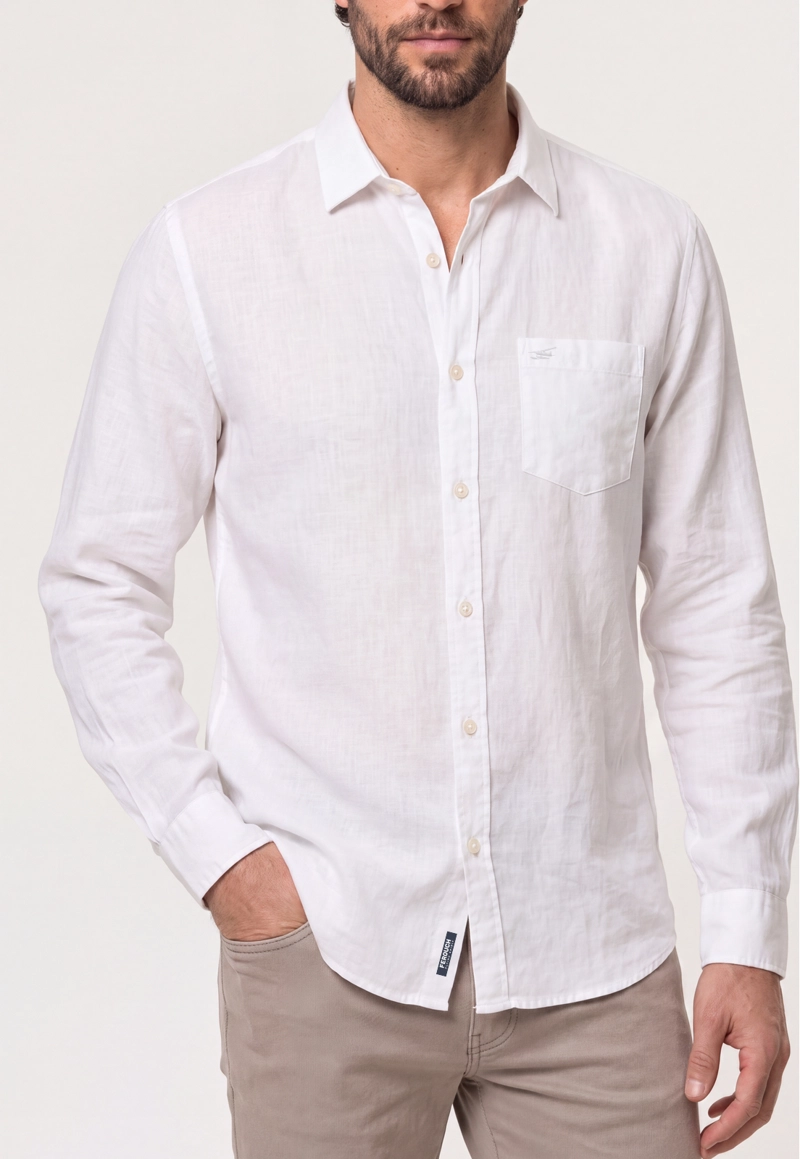 CAMISA SPORT LINO MELANGE WHITE - 4