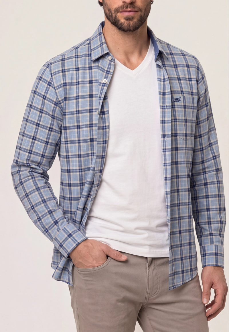 CAMISA LINO CHECK CHELSEA NAVY - 4