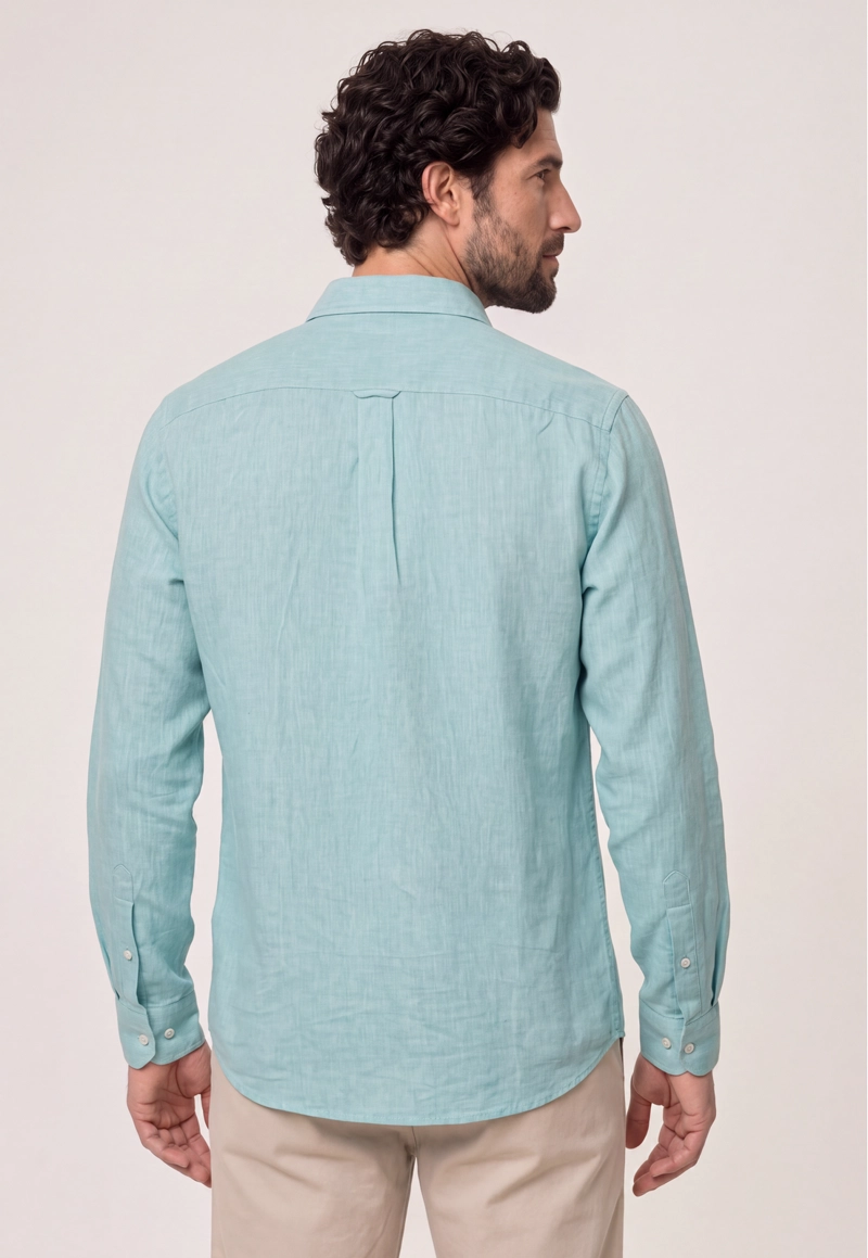 CAMISA SPORT LINO MELANGE GREEN - 3