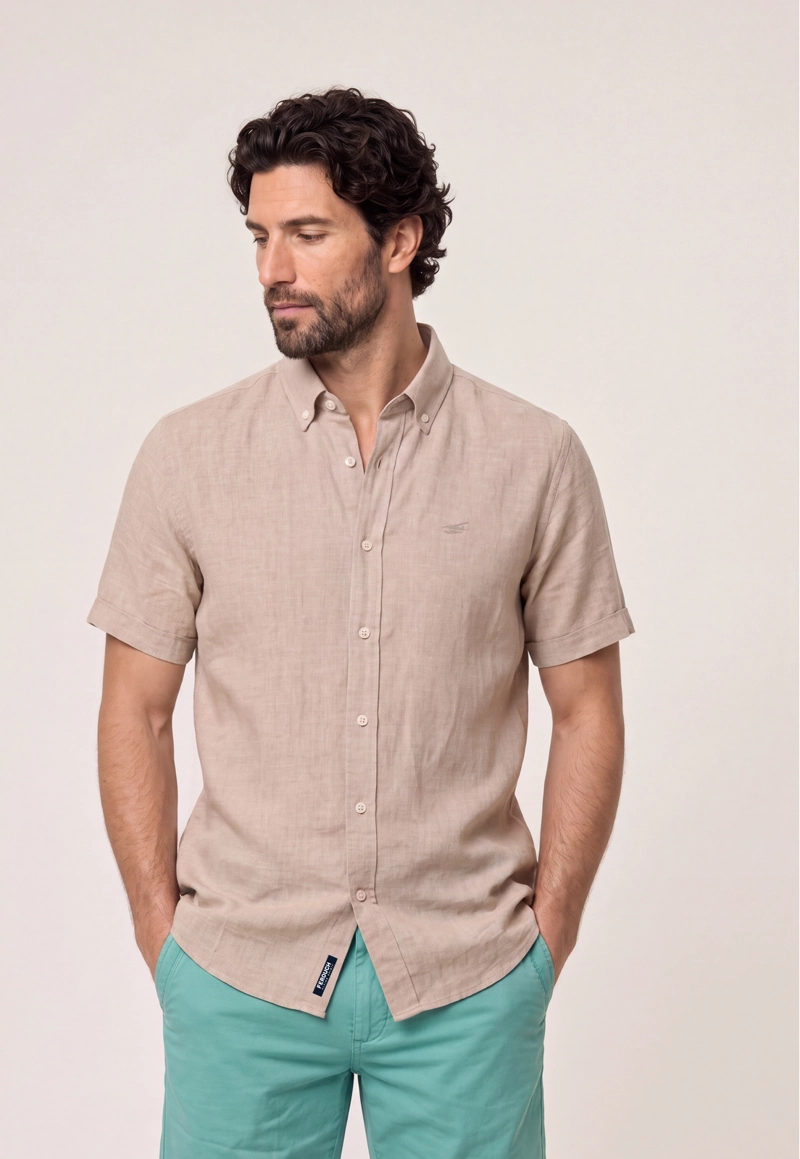 CAMISA SPORT LINO ATLANTA BEIGE - 1