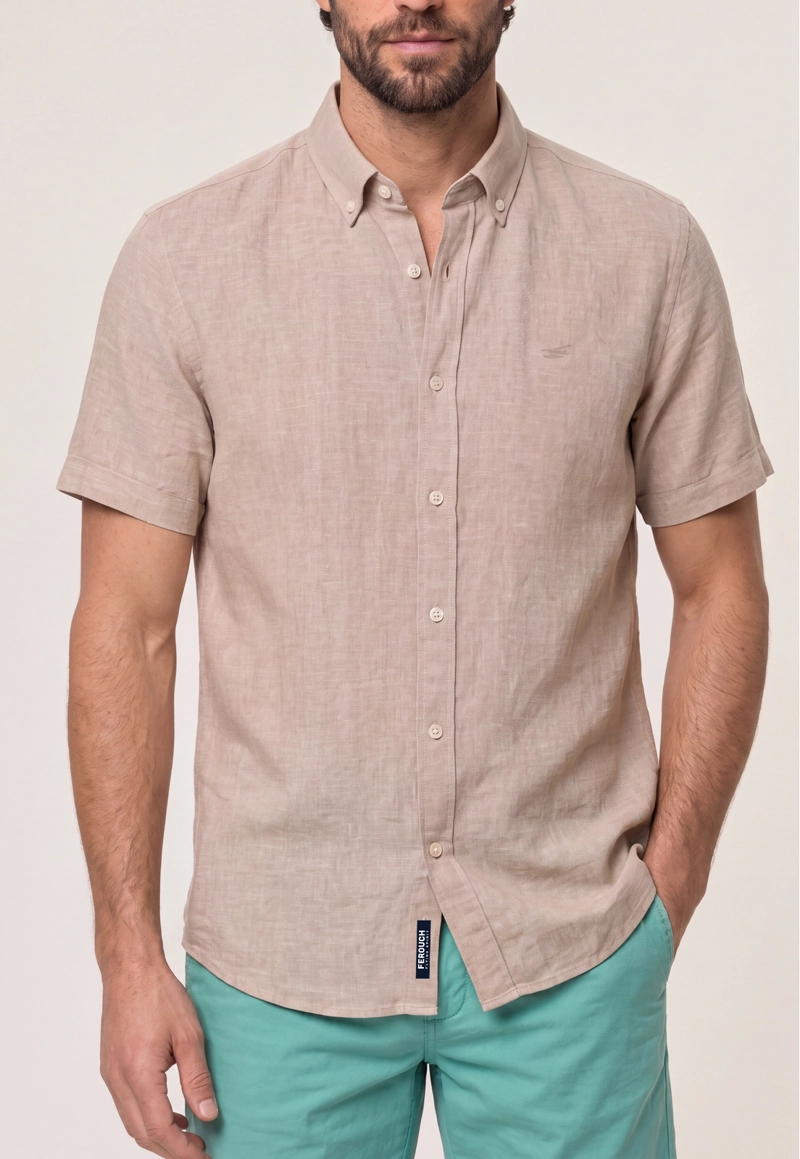 CAMISA SPORT LINO ATLANTA BEIGE - 4