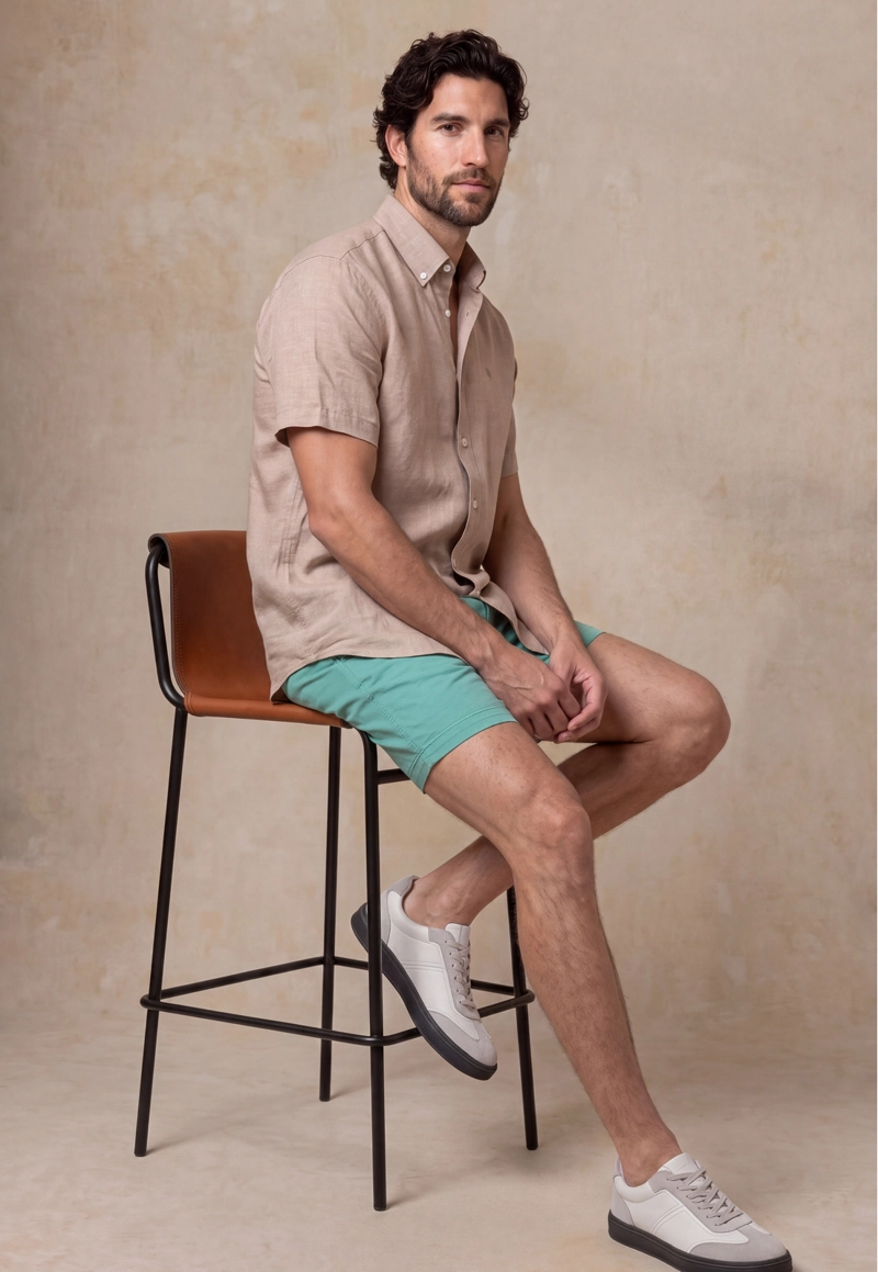 CAMISA SPORT LINO ATLANTA BEIGE - 5