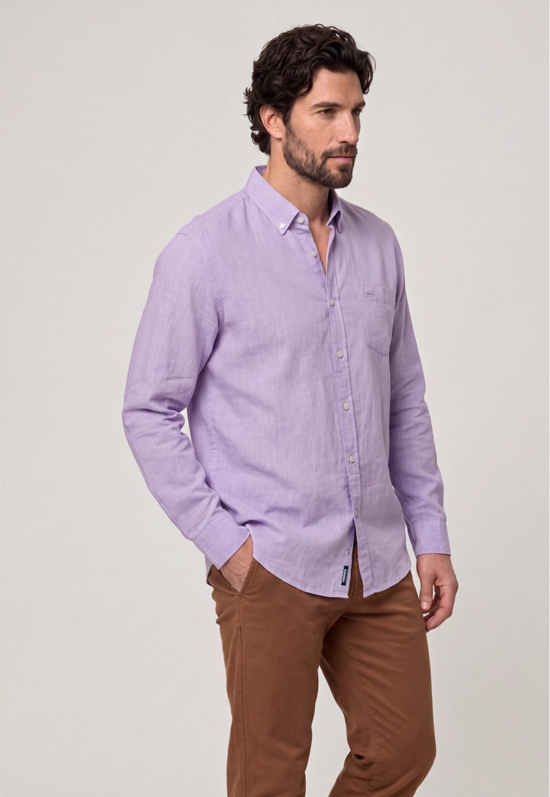 CAMISA SPORT LINO MELANGE VIOLET - 1
