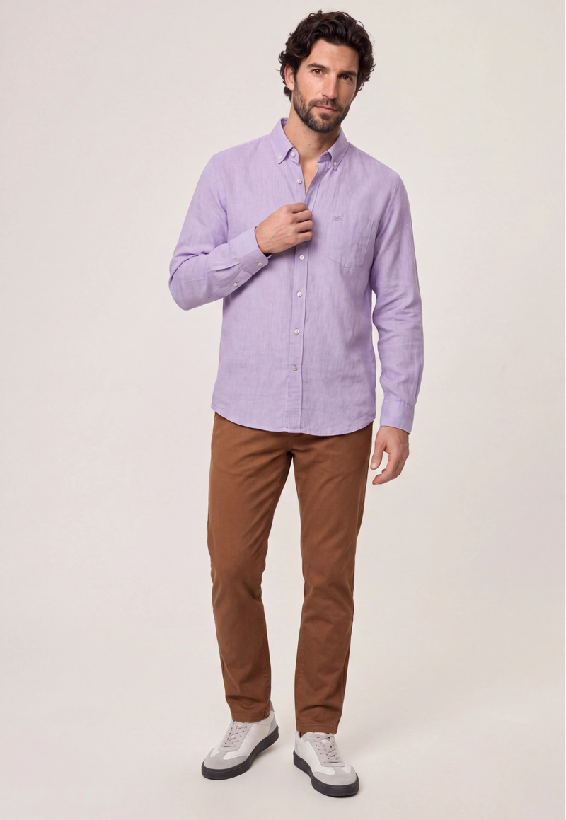 CAMISA SPORT LINO MELANGE VIOLET - 2