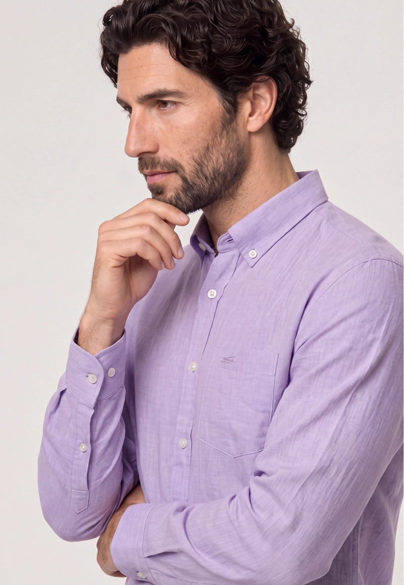 CAMISA SPORT LINO MELANGE VIOLET - 4