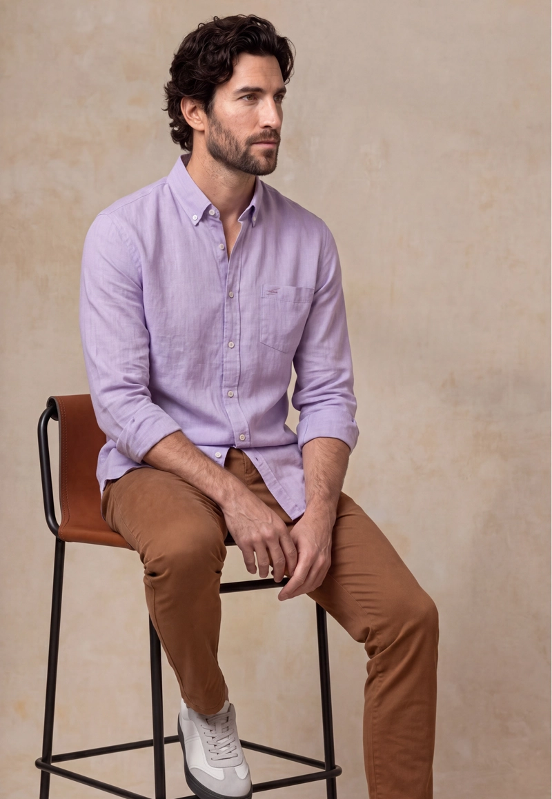 CAMISA SPORT LINO MELANGE VIOLET - 5