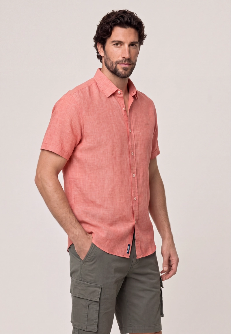 CAMISA SPORT LINO ATLANTA CORAL - 1