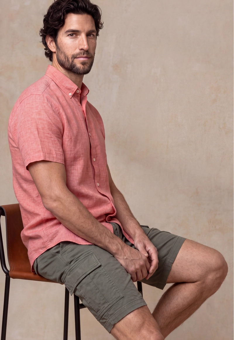 CAMISA SPORT LINO ATLANTA CORAL - 5