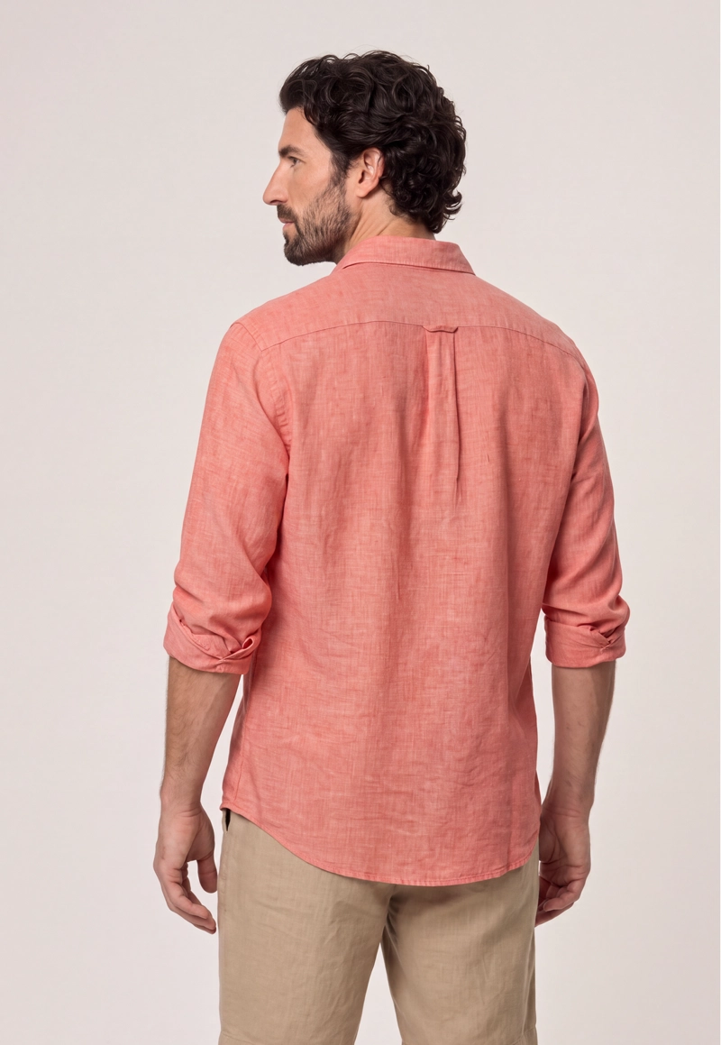 CAMISA SPORT LINO MELANGE CORAL - 3