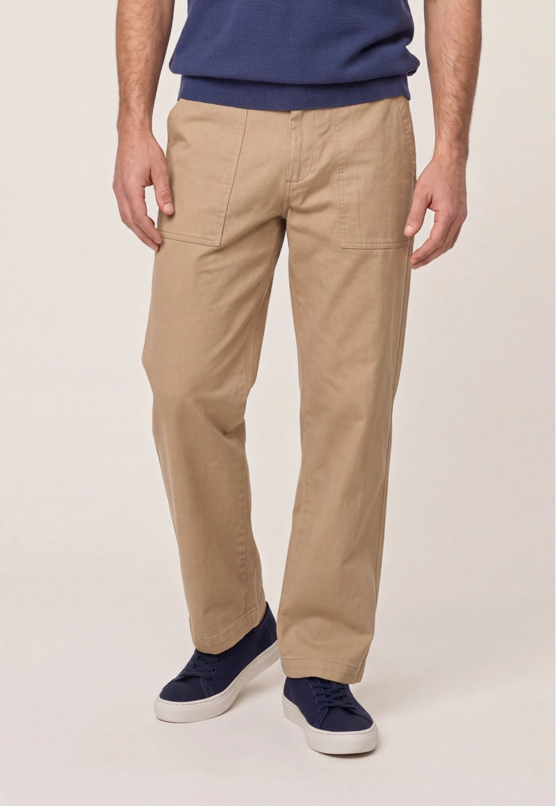 PANTALON CHEVIOT KHAKI - 1
