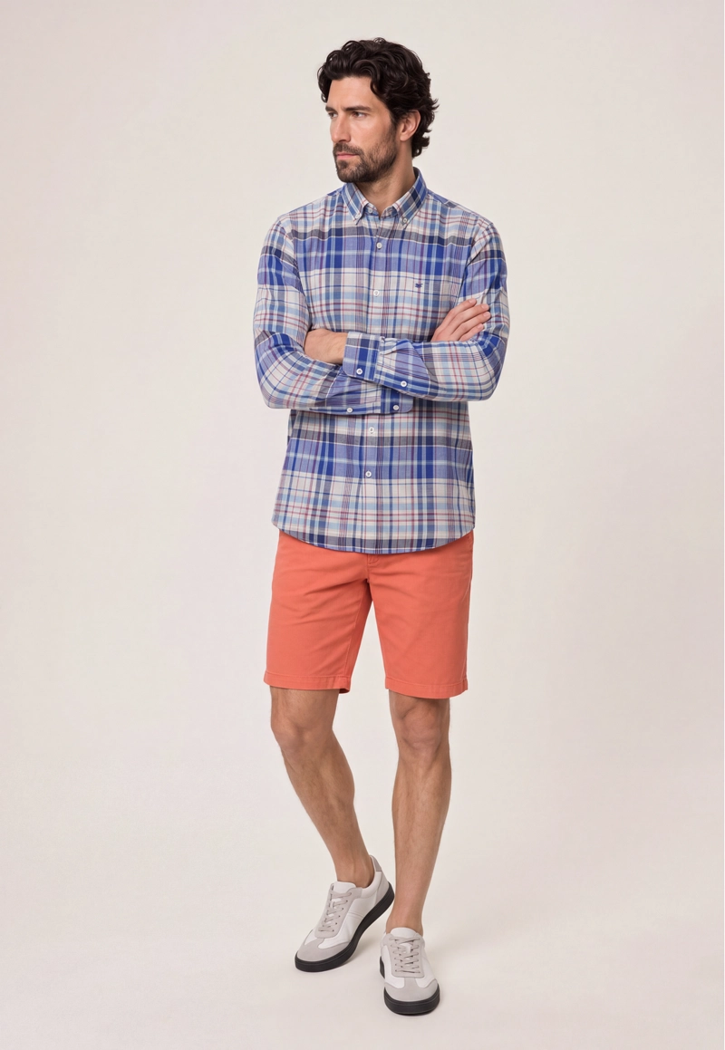 CAMISA LINO CHECK CLOVIS BLUE - 2