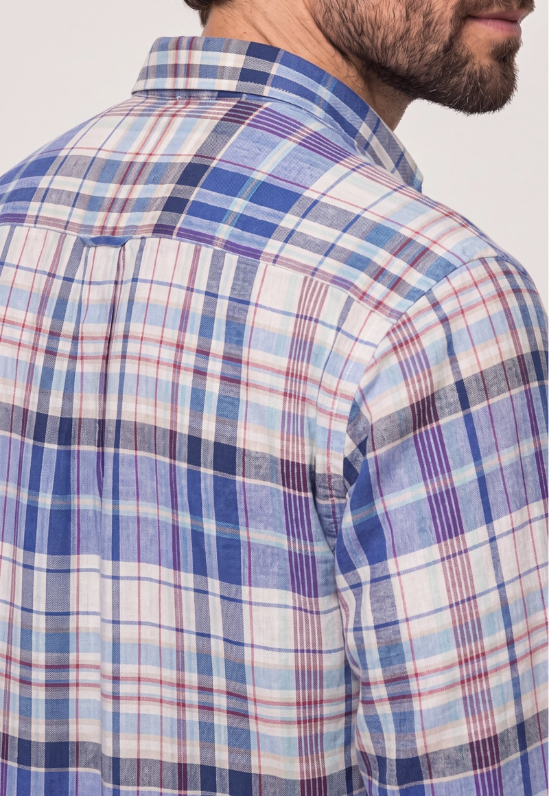 CAMISA LINO CHECK CLOVIS BLUE - 4