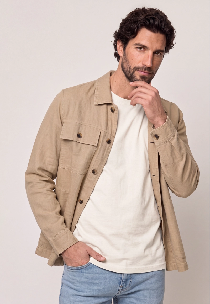 CHAQUETA KHAKI CHEVIOT - 1