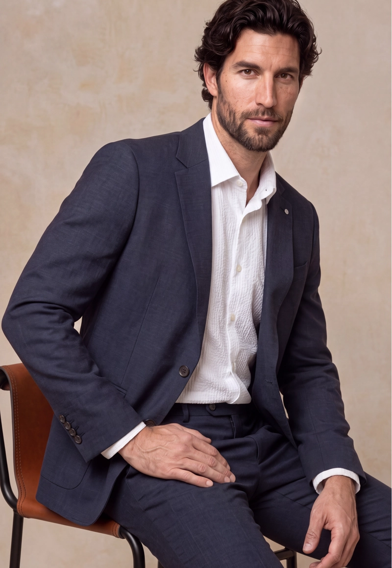 BLAZER SUIT LINO CORAL WAY NAVY - 5