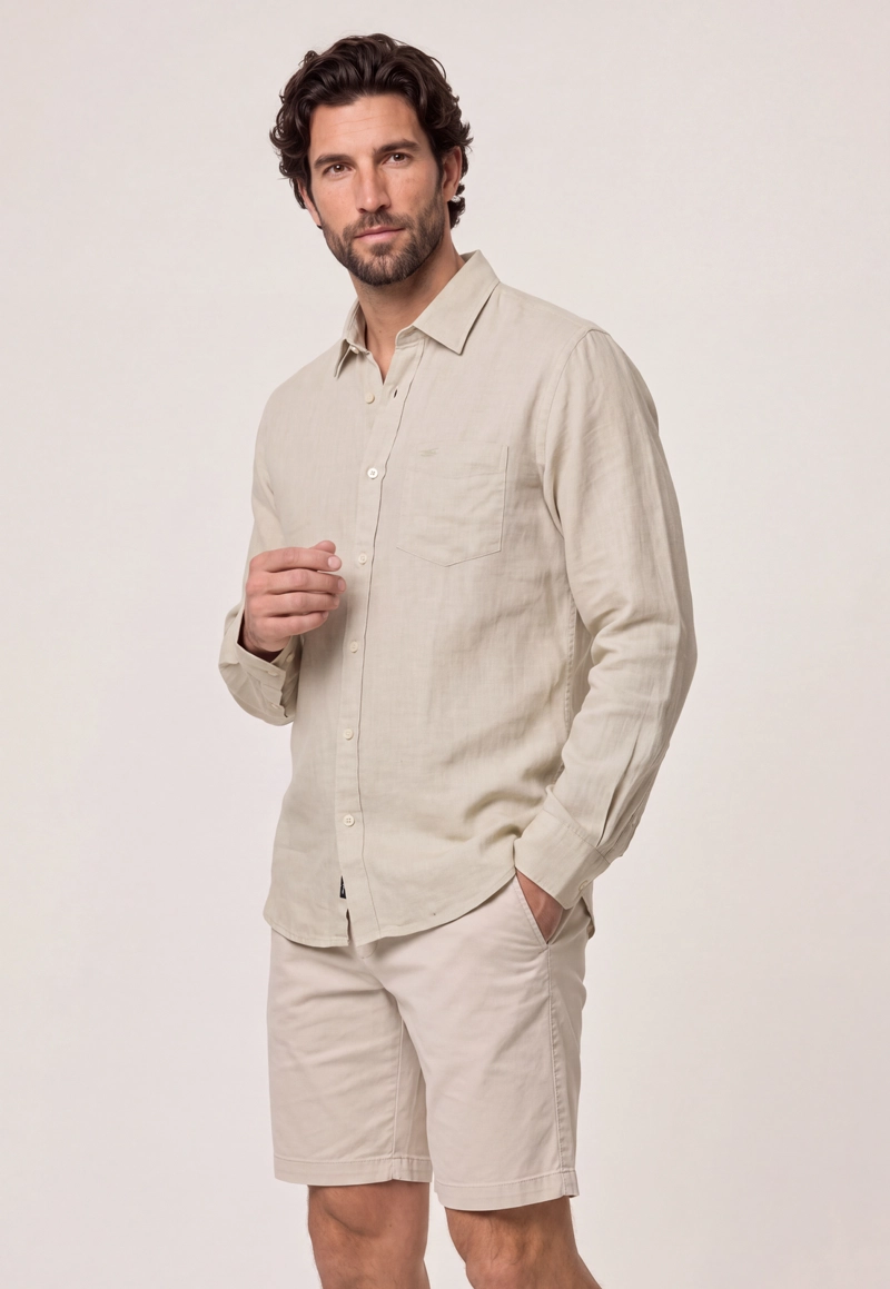 CAMISA LINO BEIGE GREEN BAY - 1