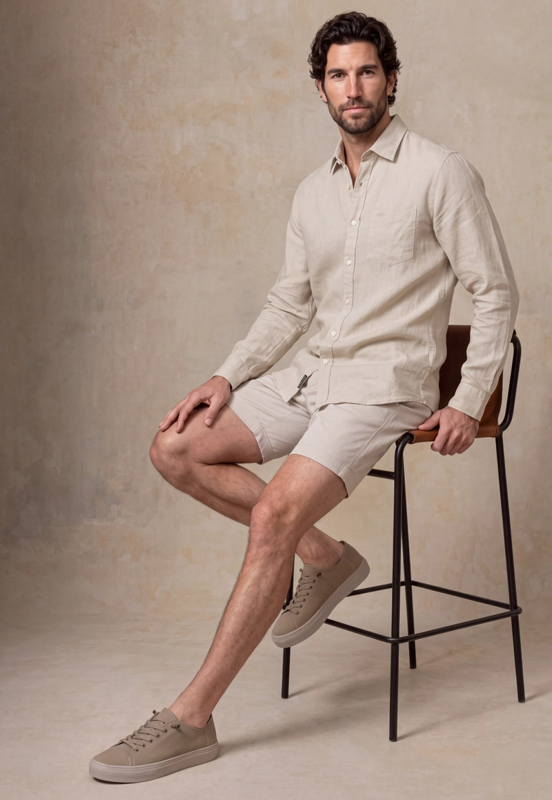 CAMISA LINO BEIGE GREEN BAY - 5