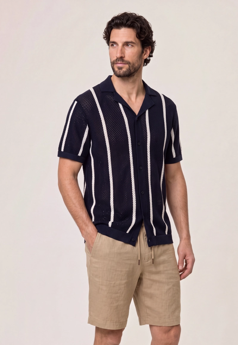 CAMISA TEJIDA CALIFORNIA NAVY - 1