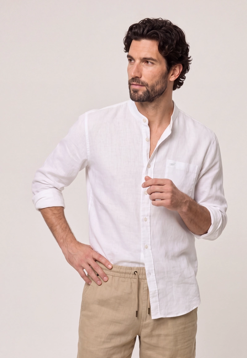 CAMISA CUELLO MAO LINO MIDLAND WHITE - 1