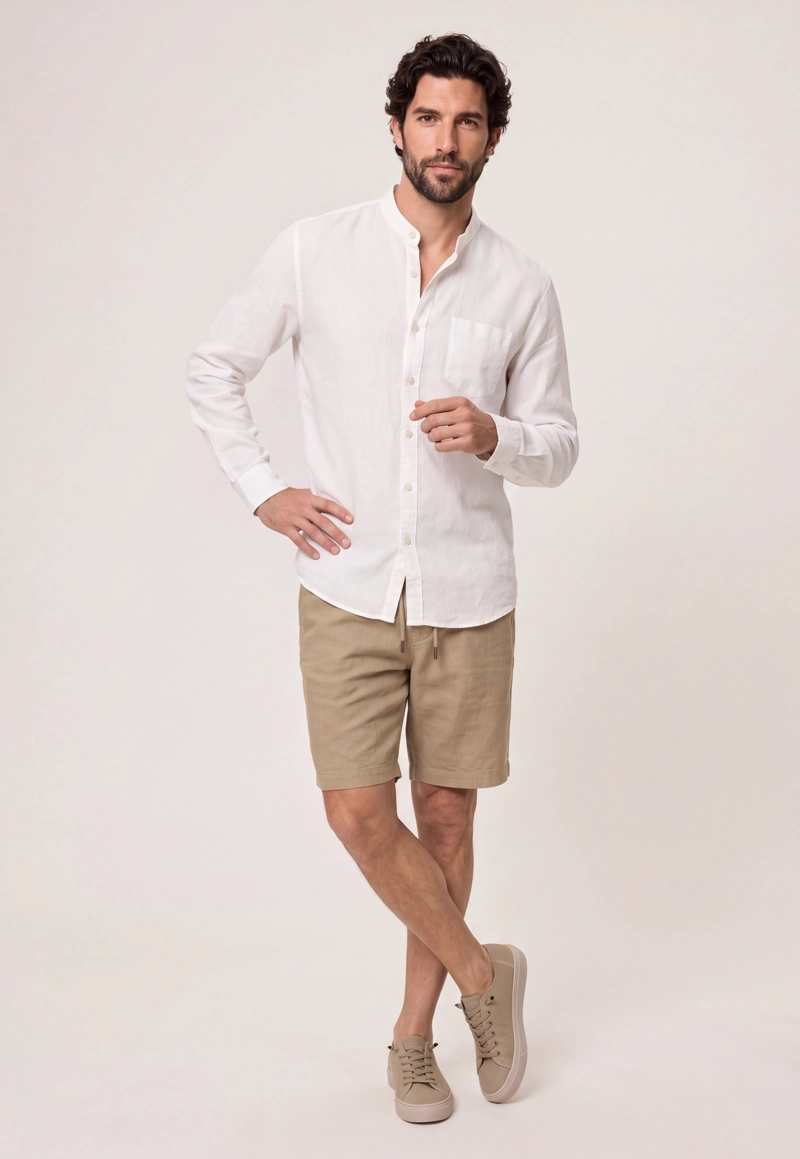 CAMISA CUELLO MAO LINO MIDLAND WHITE - 2