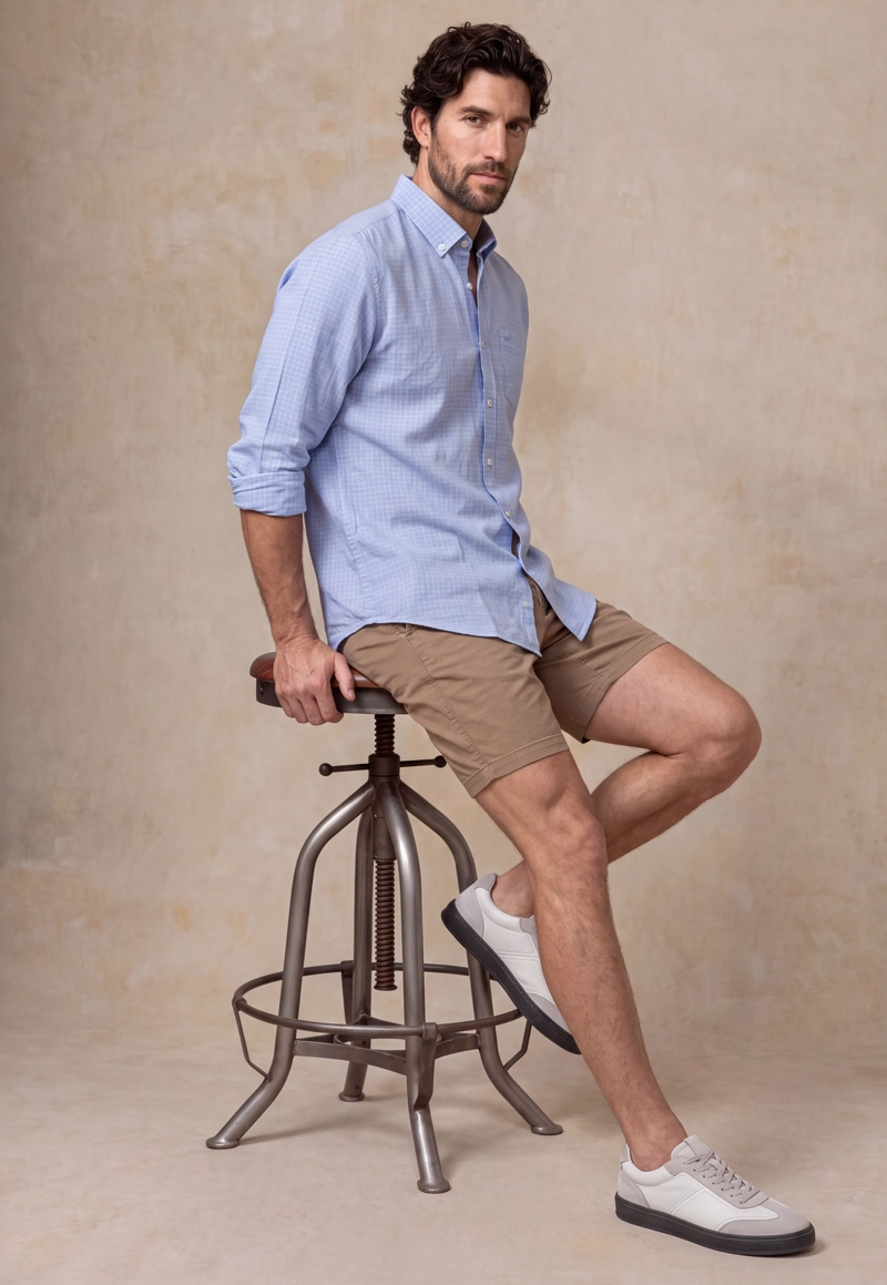 CAMISA LINO LISTADA OMAGA SKY - 5