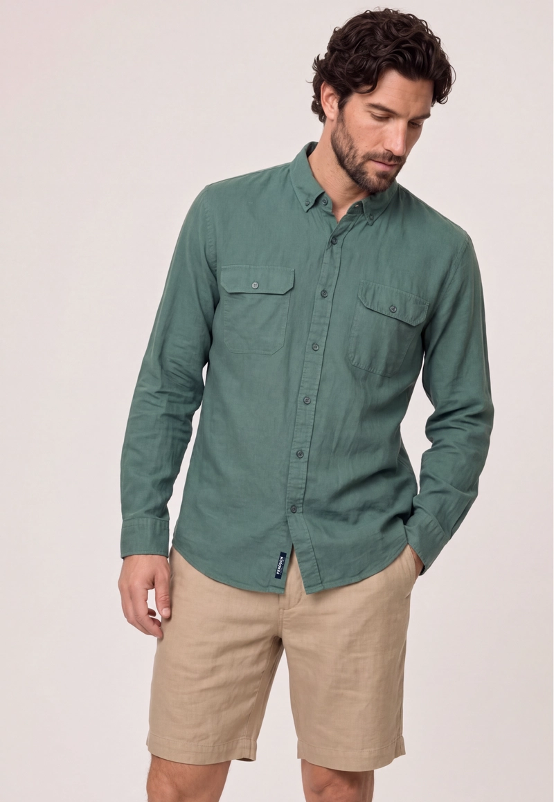 CAMISA LINO CAMDEN DK RIVER - 1