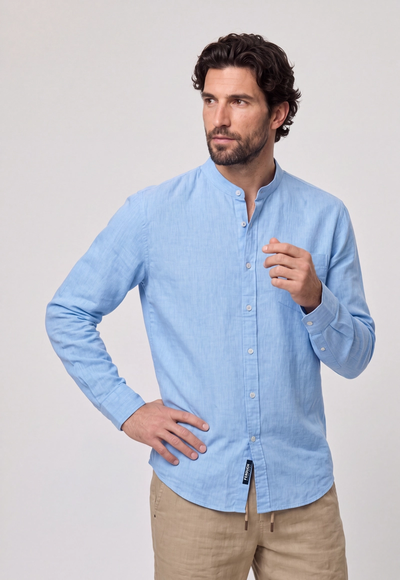 CAMISA CUELLO MAO LINO MIDLAND SKY - 1