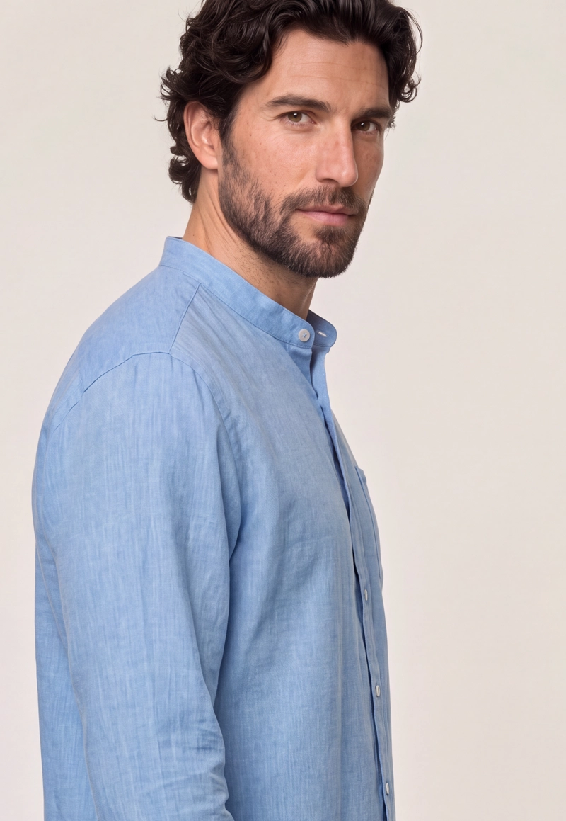 CAMISA CUELLO MAO LINO MIDLAND SKY - 4