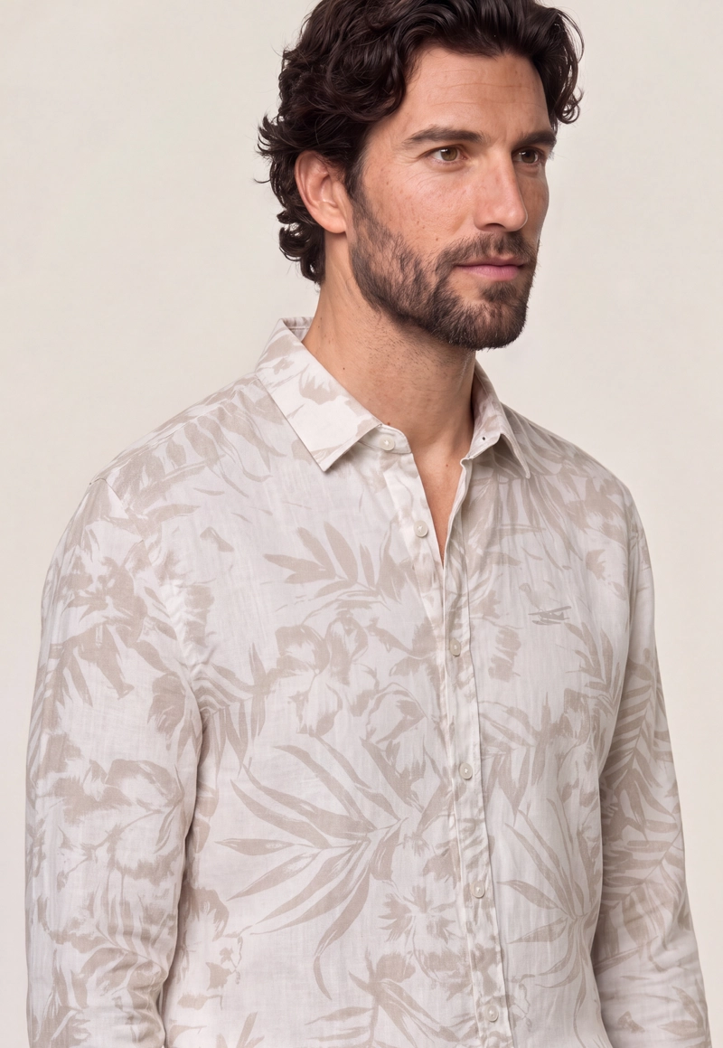 CAMISA LINO CORAL WAY BEIGE - 4