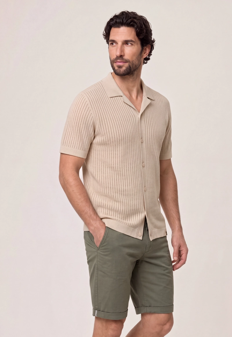 CAMISA CORAL GABLES BEIGE - 1