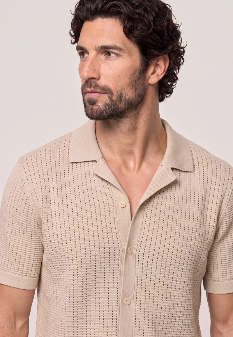 CAMISA CORAL GABLES BEIGE - 4