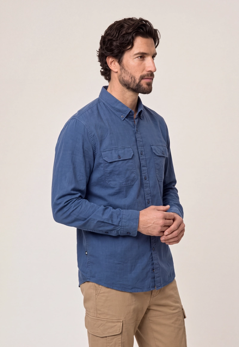 CAMISA LINO CAMDEN STEEL - 1