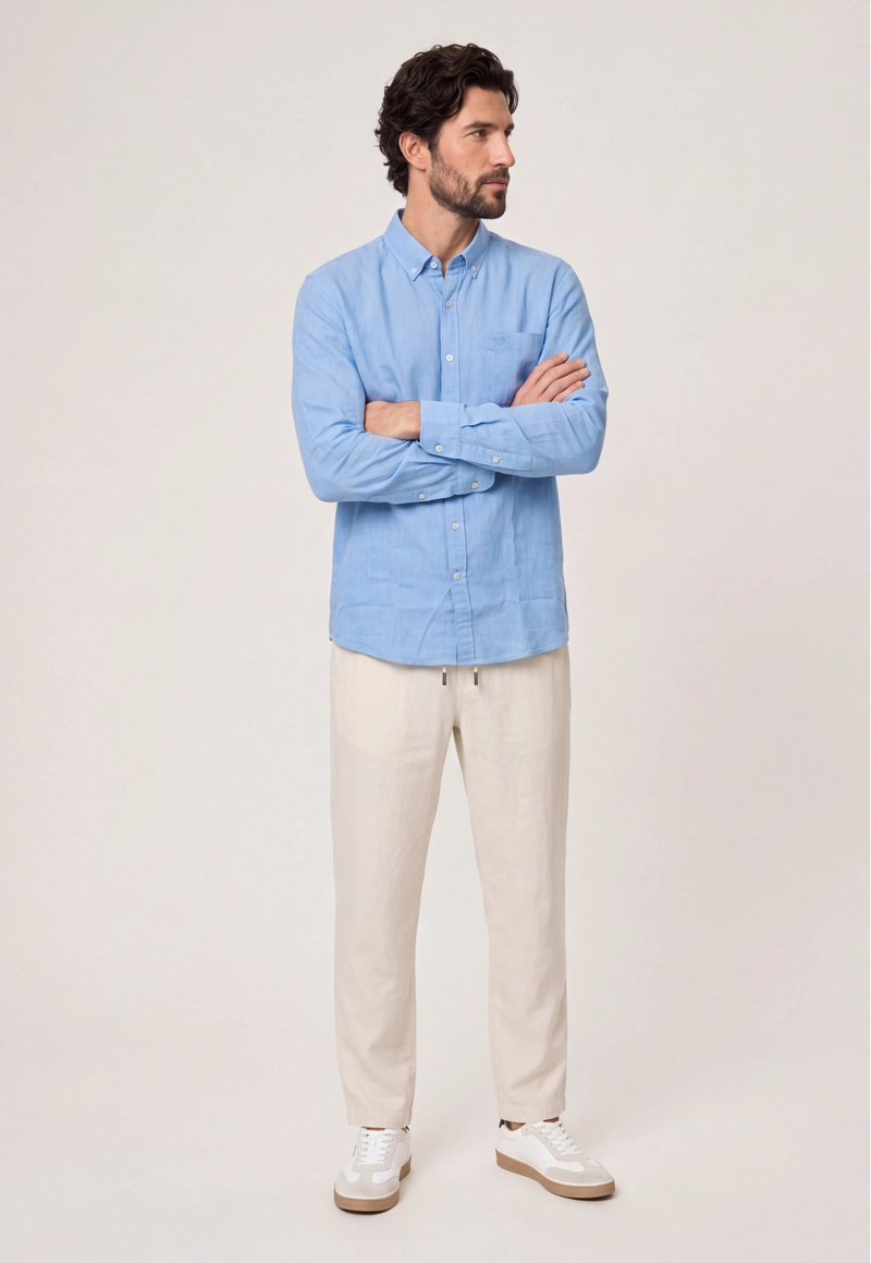 CAMISA SPORT LINO MELANGE SKY - 2