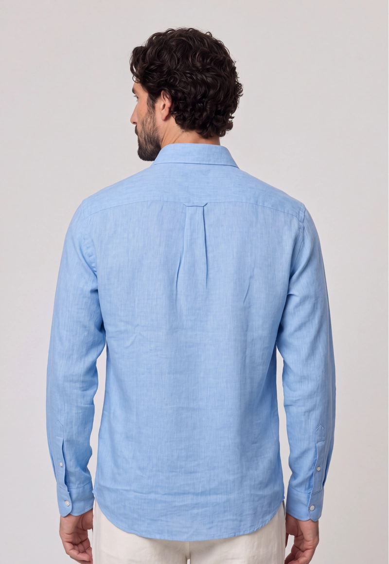CAMISA SPORT LINO MELANGE SKY - 3