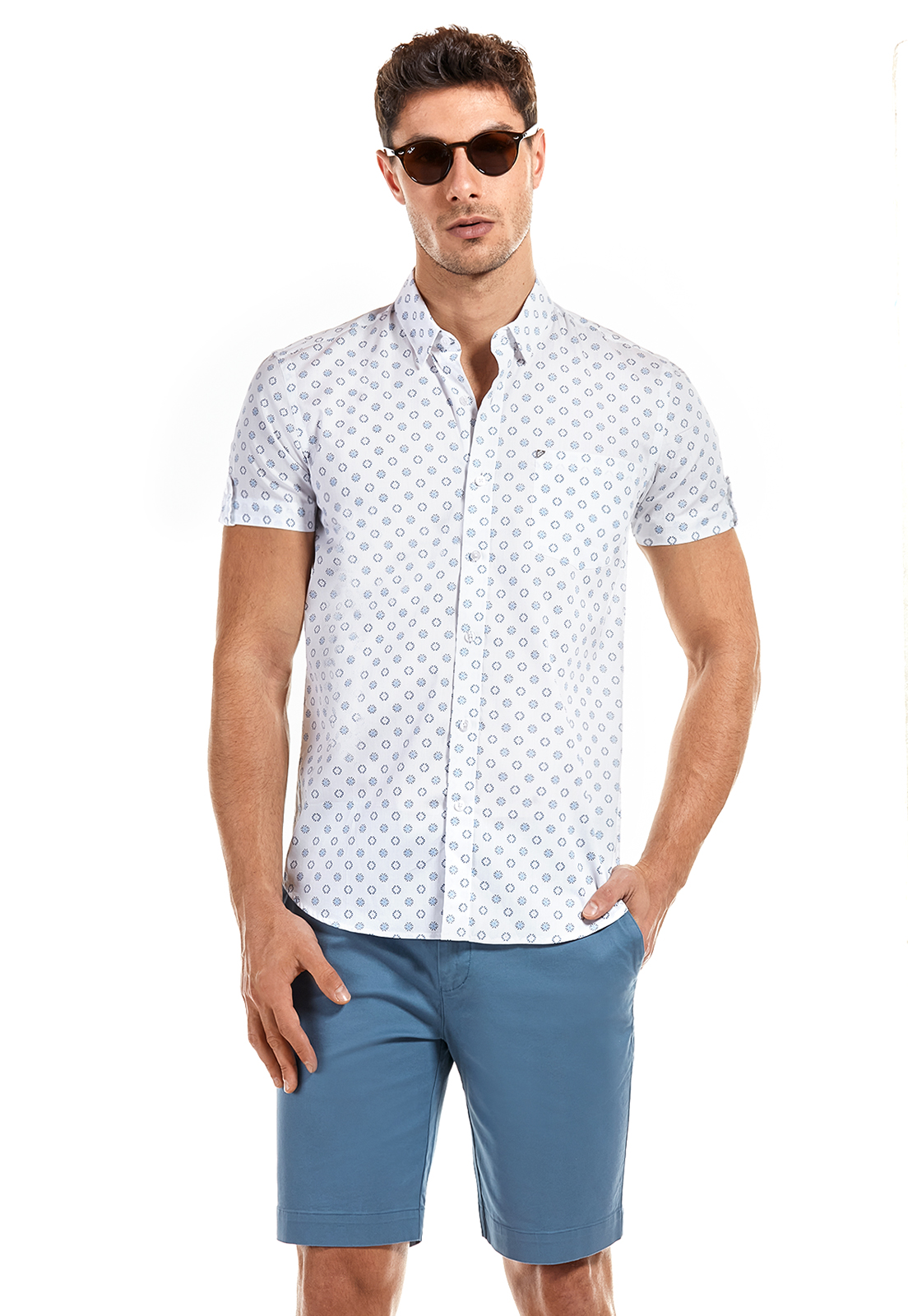 CAMISA MANGA CORTA FLORENCIA SKY - 1