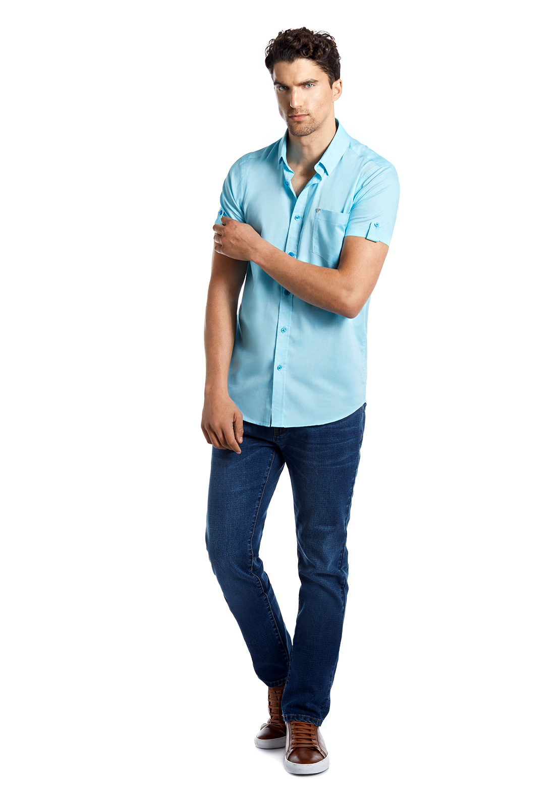 CAMISA MANGA CORTA ROME TURQUOISE - 2