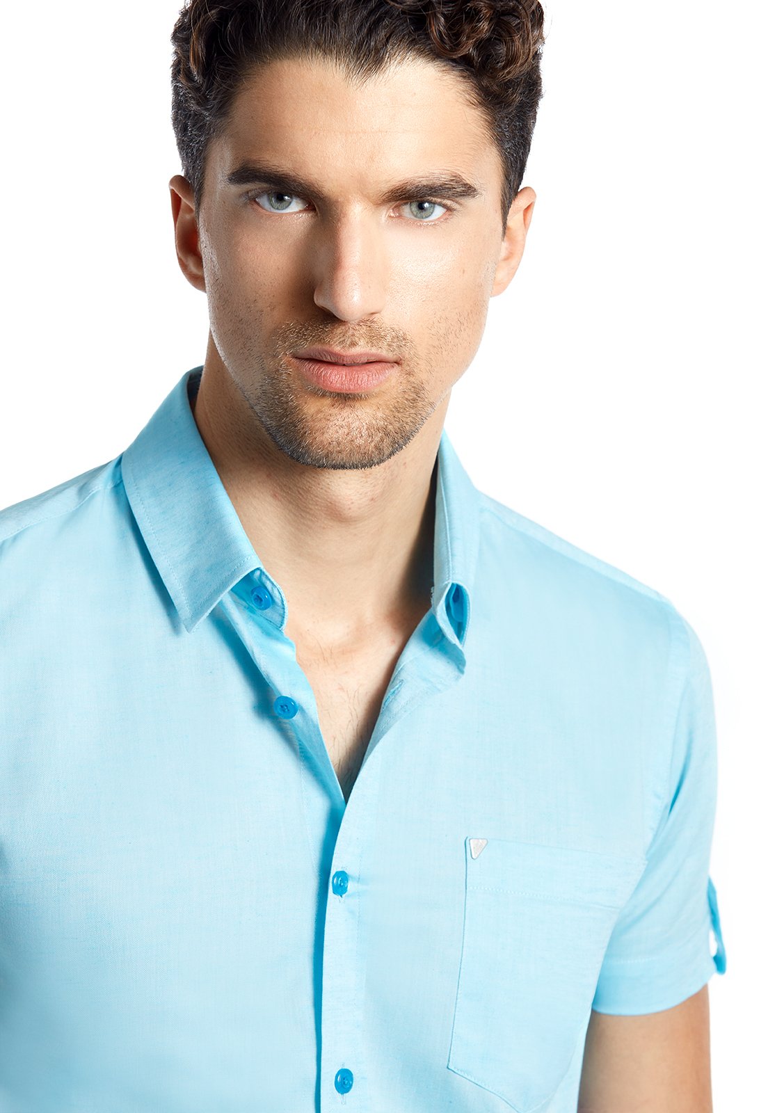 CAMISA MANGA CORTA ROME TURQUOISE - 4