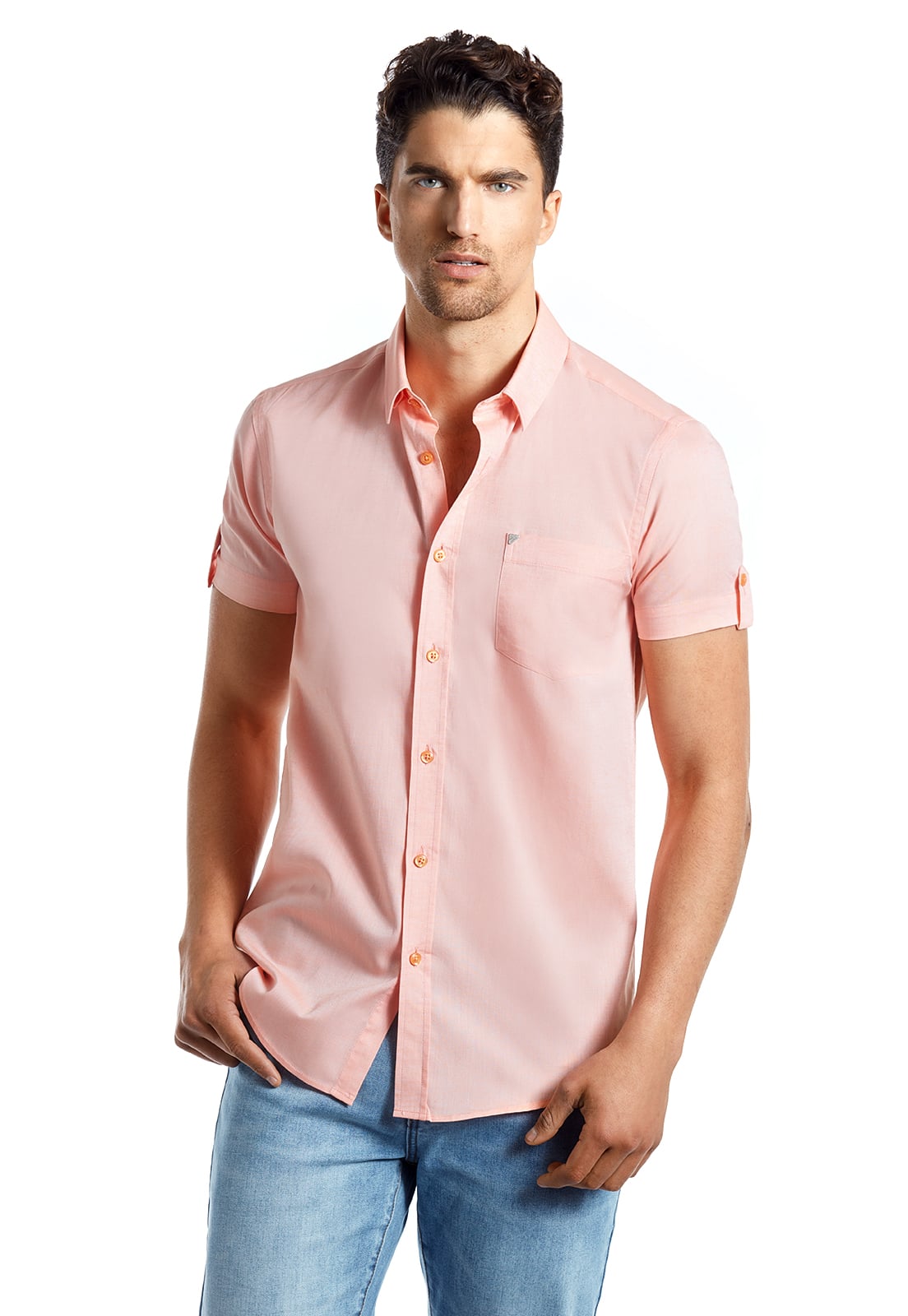 CAMISA MANGA CORTA ROME PEACH - 1