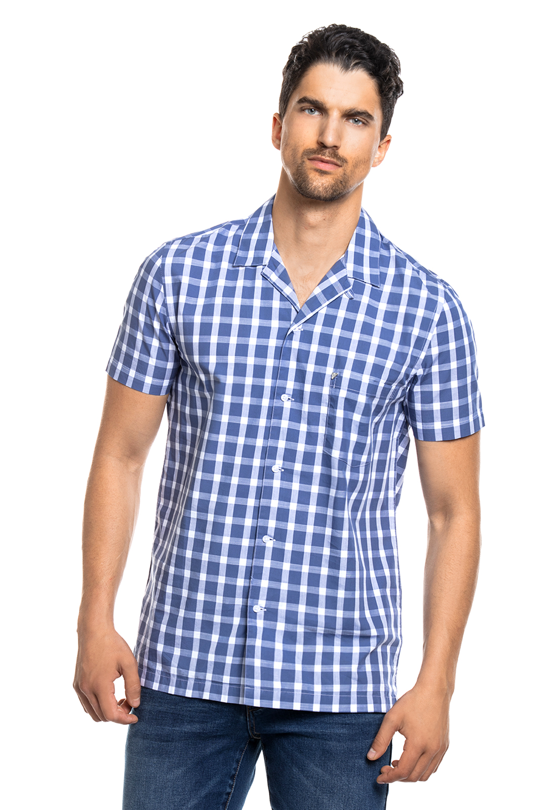 CAMISA MANGA CORTA FRANCIS NAVY - 1