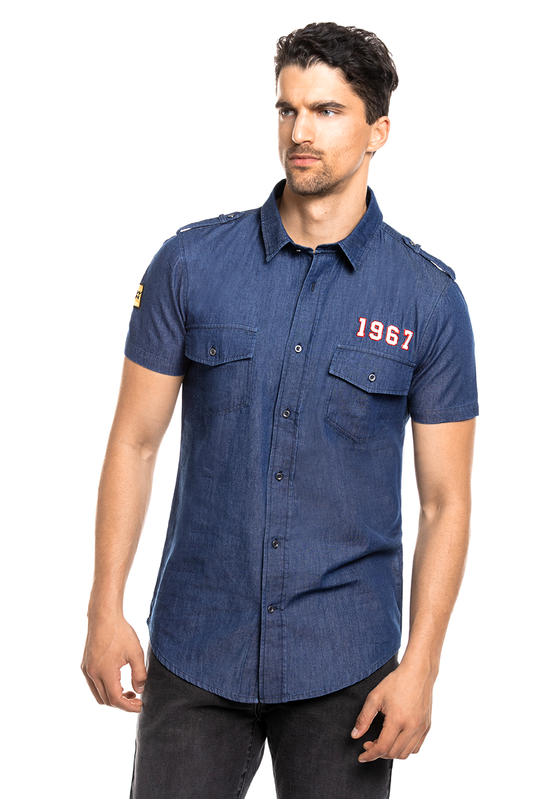 CAMISA MANGA CORTA RACING EZEQUIEL DENIM - 1