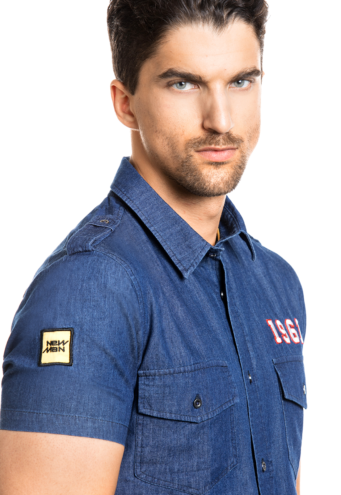CAMISA MANGA CORTA RACING EZEQUIEL DENIM - 4