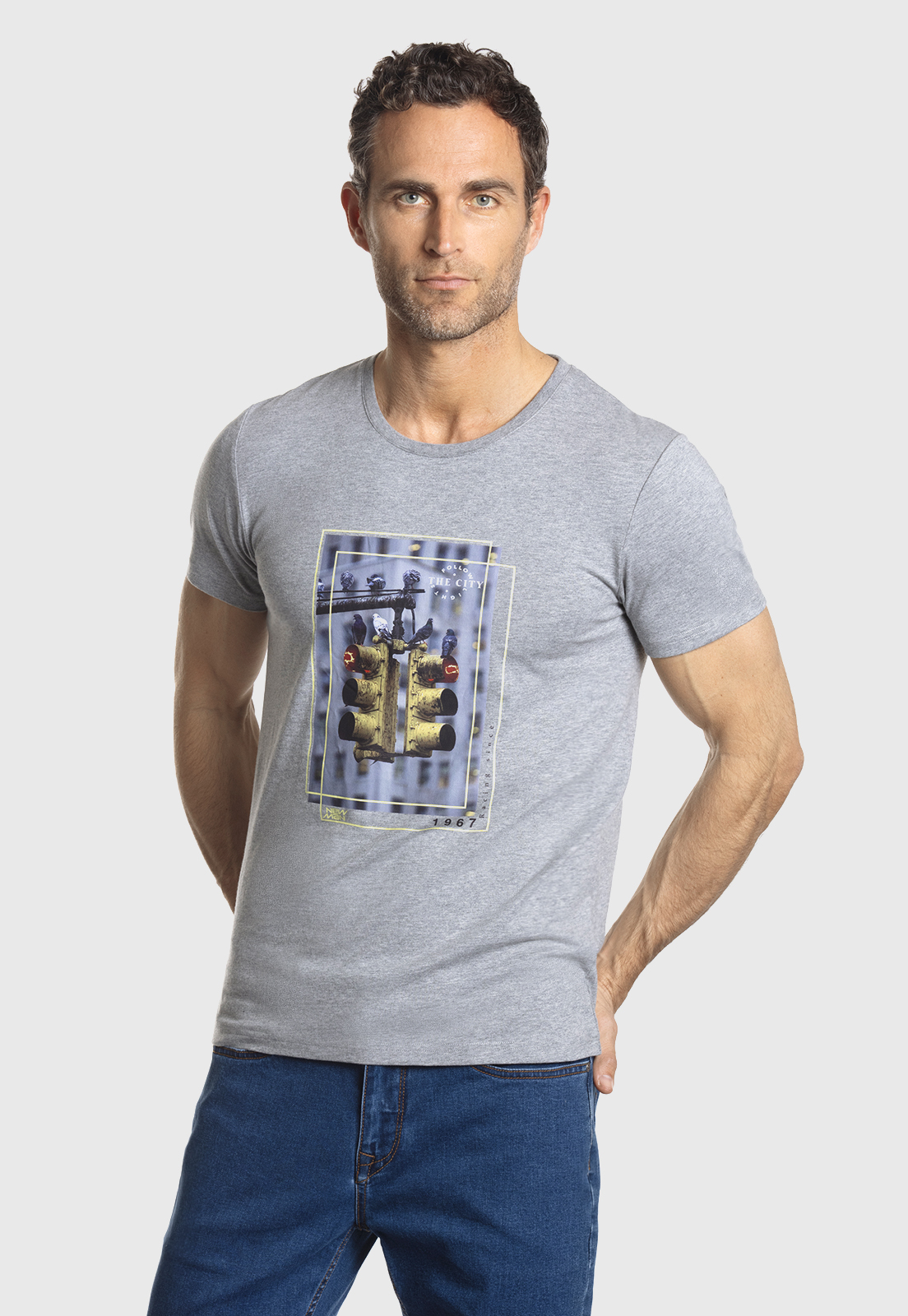 POLERA CUELLO REDONDO SAUL GREY MELANGE - 1