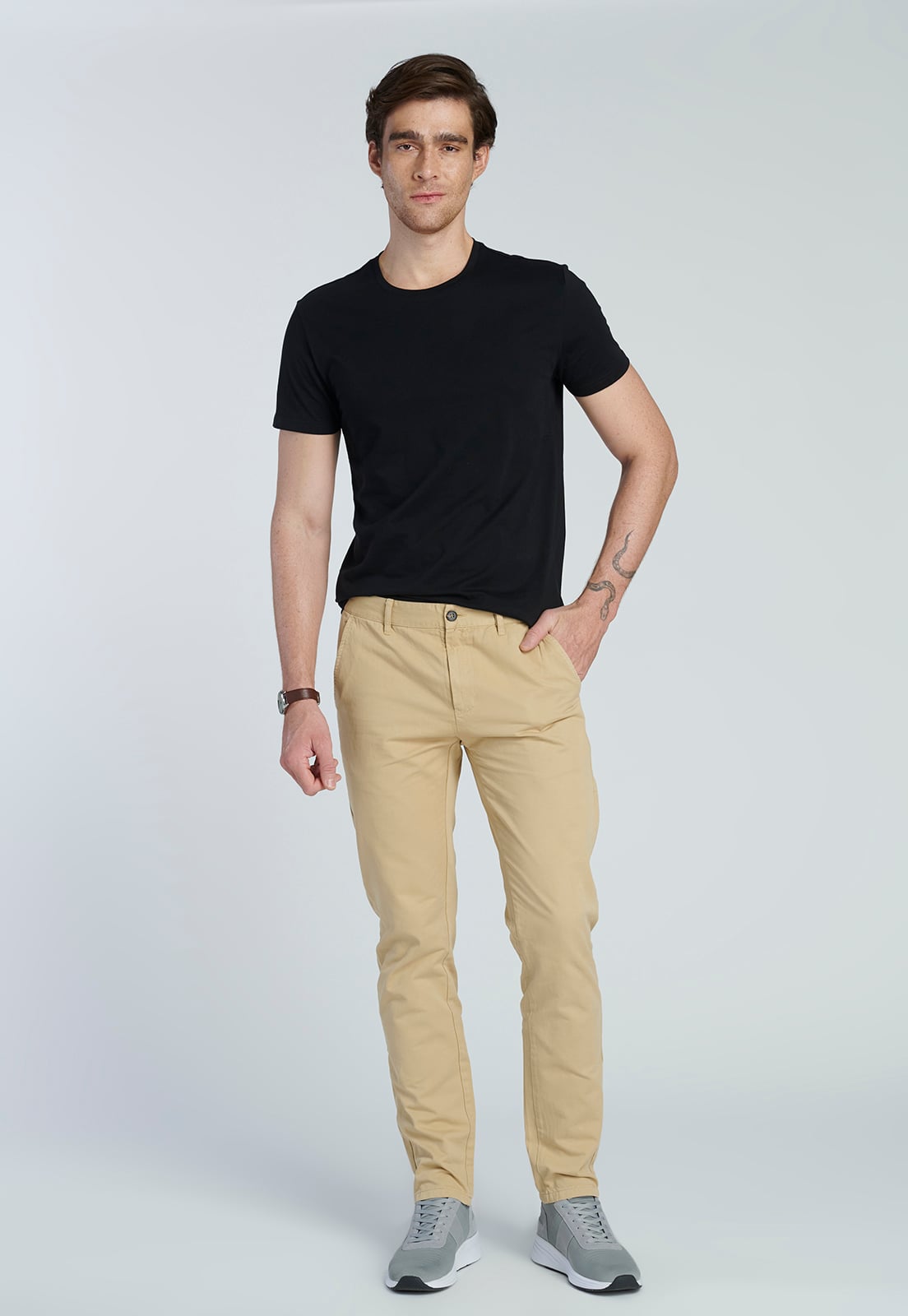 PANTALÓN ALGODÓN HOMBRE NEW MAN SAND 203659Y0003 LILLE - 2